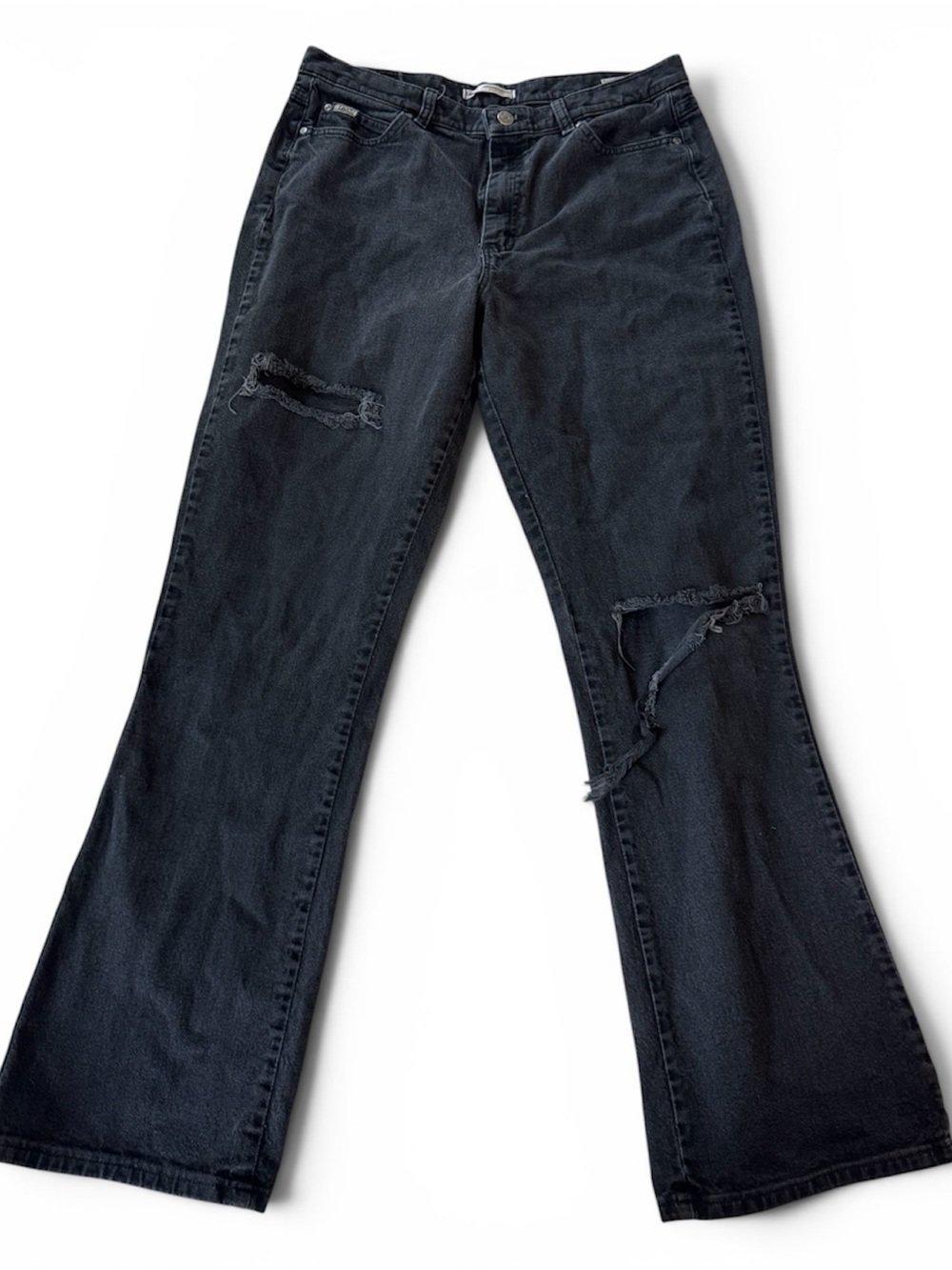 Lee Black Distressed Flare Jeans